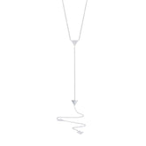 0.13ct 14k White Gold Diamond Pave Triangle Lariat Necklace